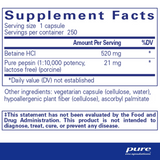 Betaine HCl Pepsin (250 capsules)